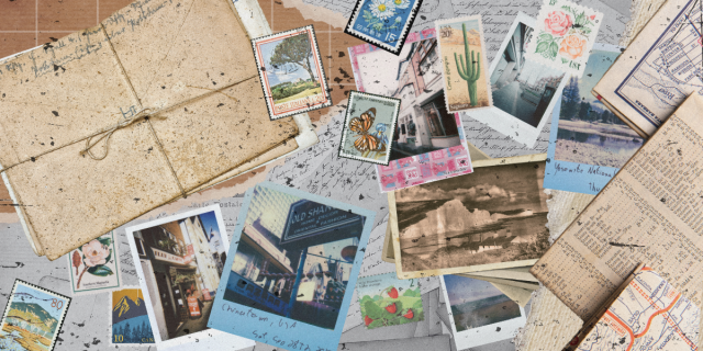 postcards and stamps