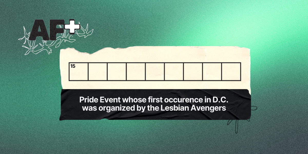 15 across / 9 letters / Pride Event whose first occurence in D.C. was organized by the Lesbian Avengers