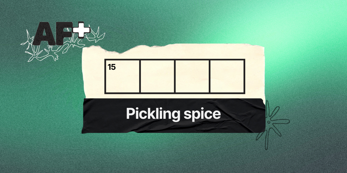15 across / 4 letters / Pickling spice