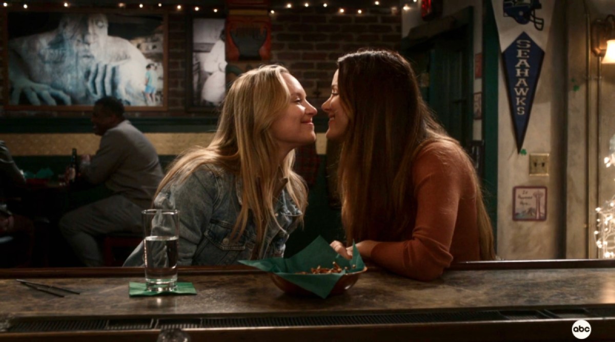 On Station 19, Maya and Carina are nuzzling noses and smiling at Joe's Bar