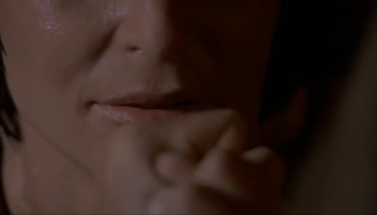 Personal best sex scene: A super close up on Tory's mouth as they arm wrestle