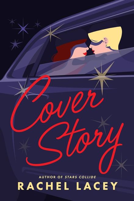 two women kissing in a car with the word "cover story" in script over it