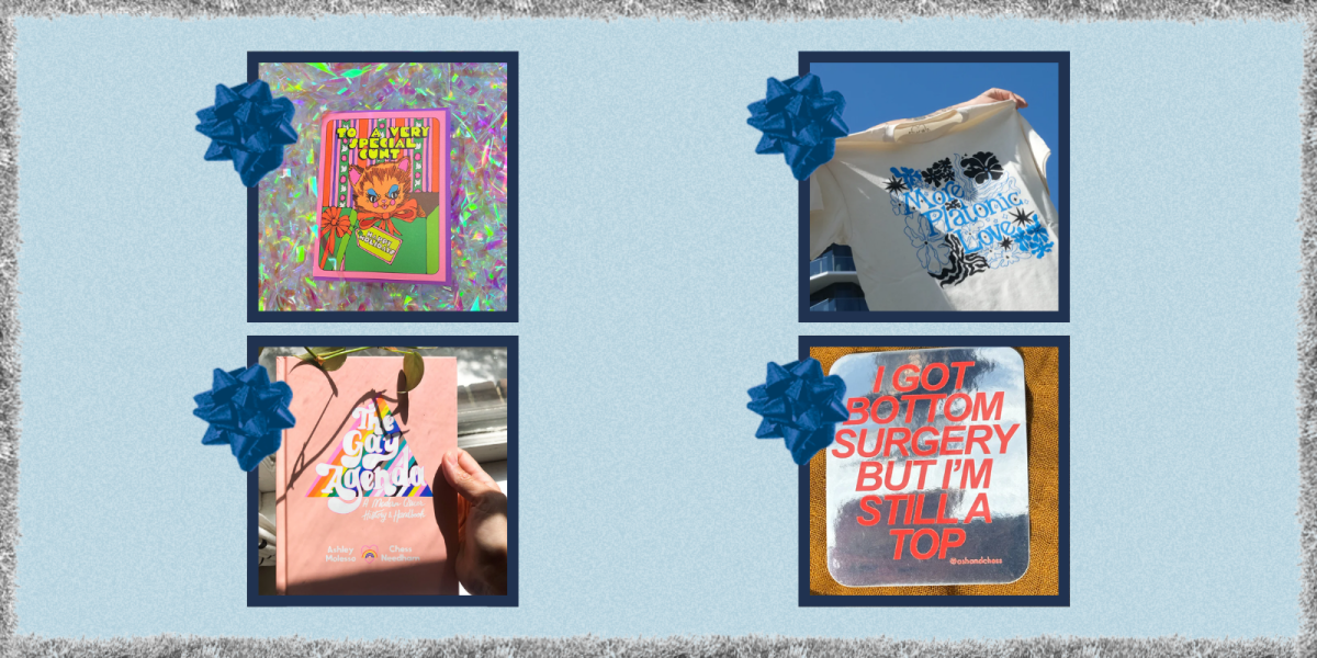 four items from ash + chess - card, t-shirt, sticker and book