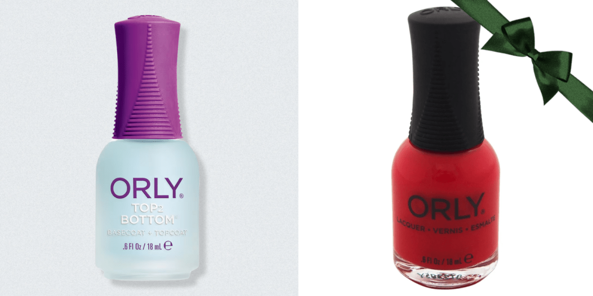 top coat and red nail polish