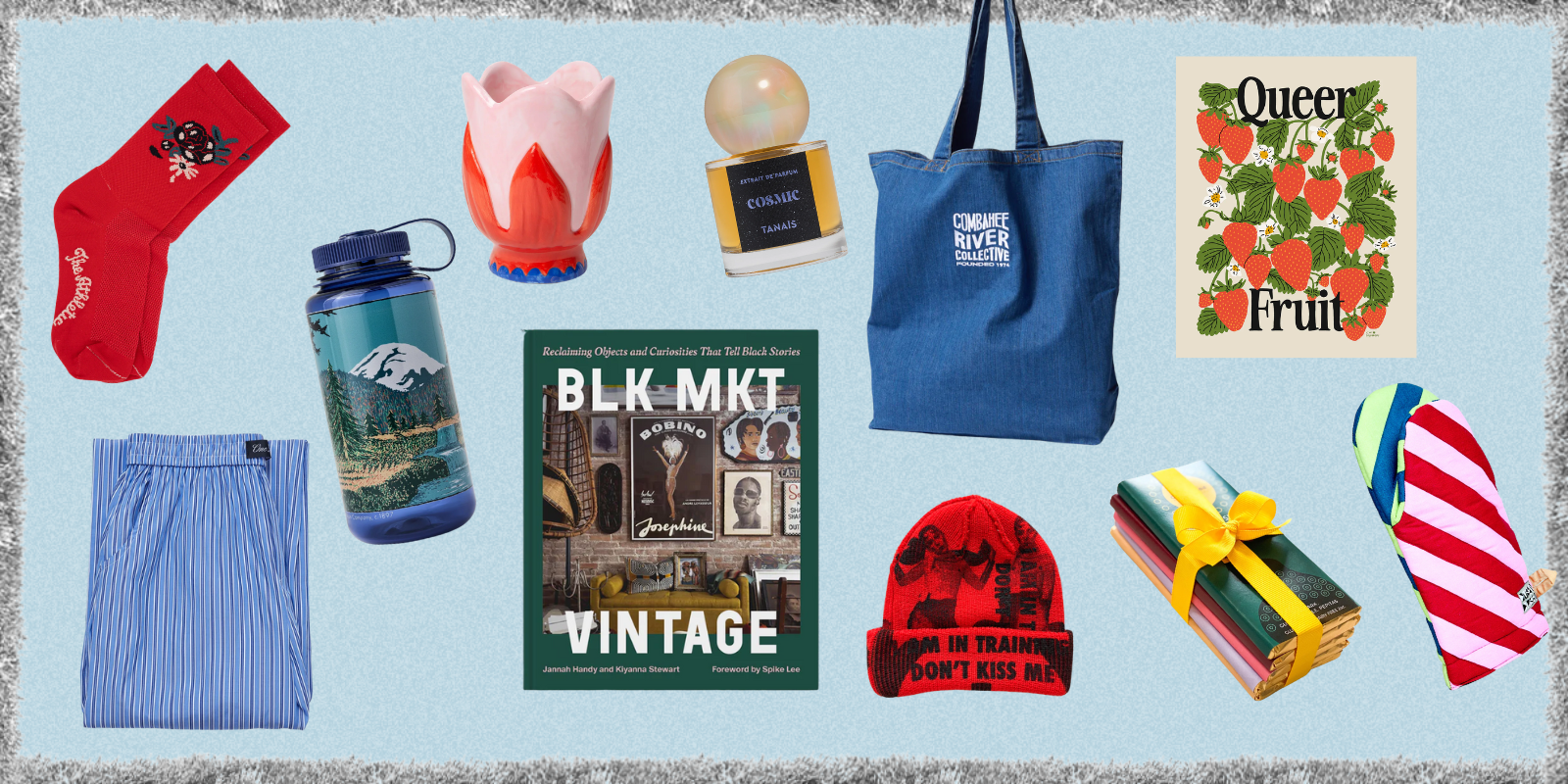 collage of items from indie stores