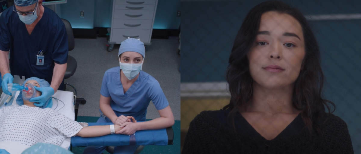 Jules and Mika make eye contact through the operating room.