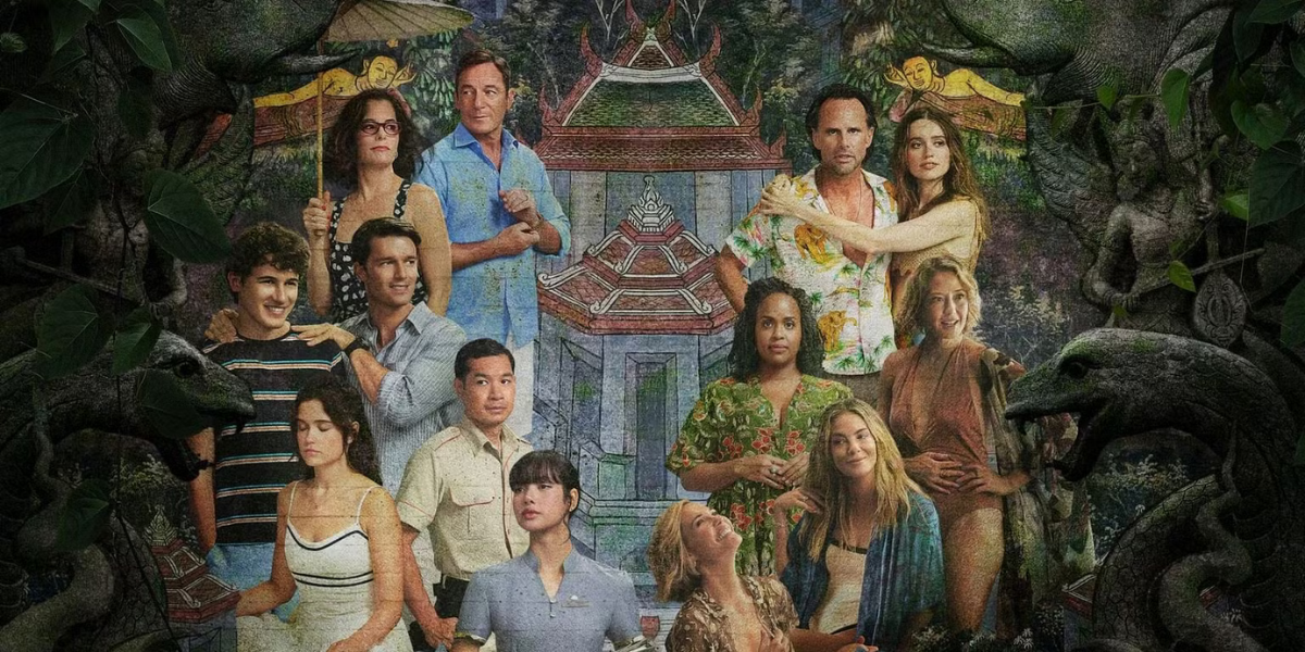 The poster with all the characters from The White Lotus s3