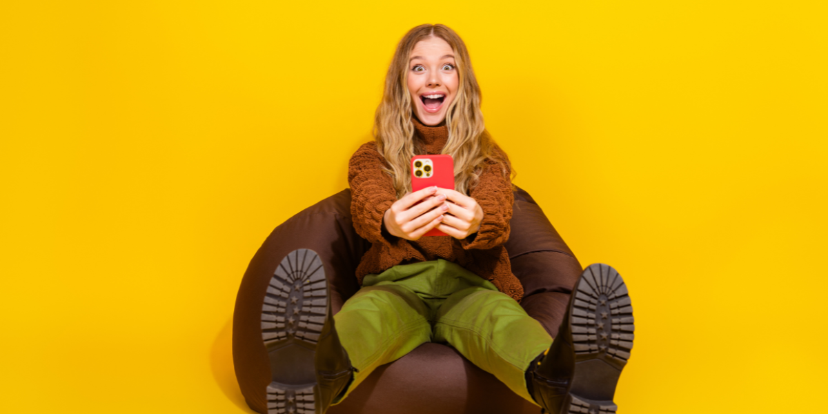 a woman looking unhinged on her phone