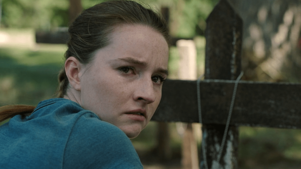 The Last of Us: Kaitlyn Dever as Abby looking sad and pissed