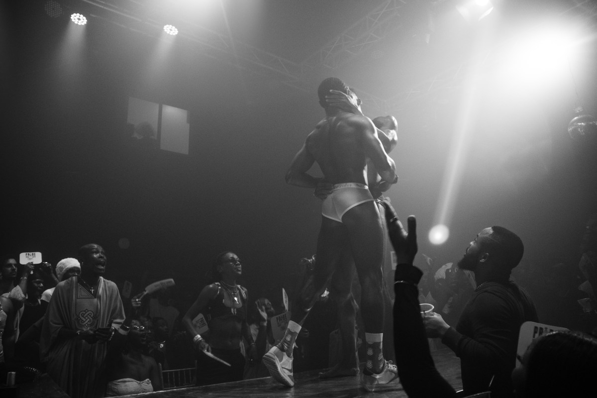 performers embrace at the ballroom