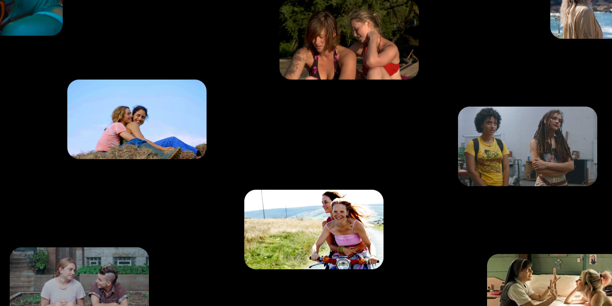 A collage of film stills for the list of hot lesbian movies for a hot lesbian summer