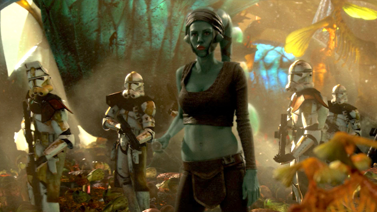Aayla Secura in a revealing outfit right before her death scene