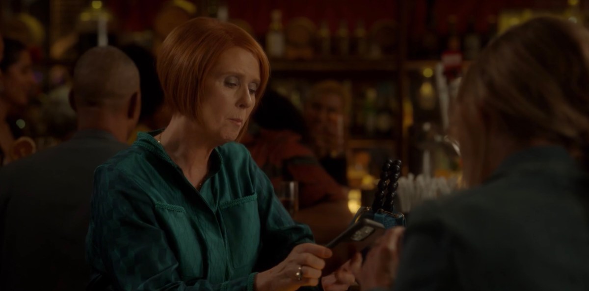 miranda looking at her phone