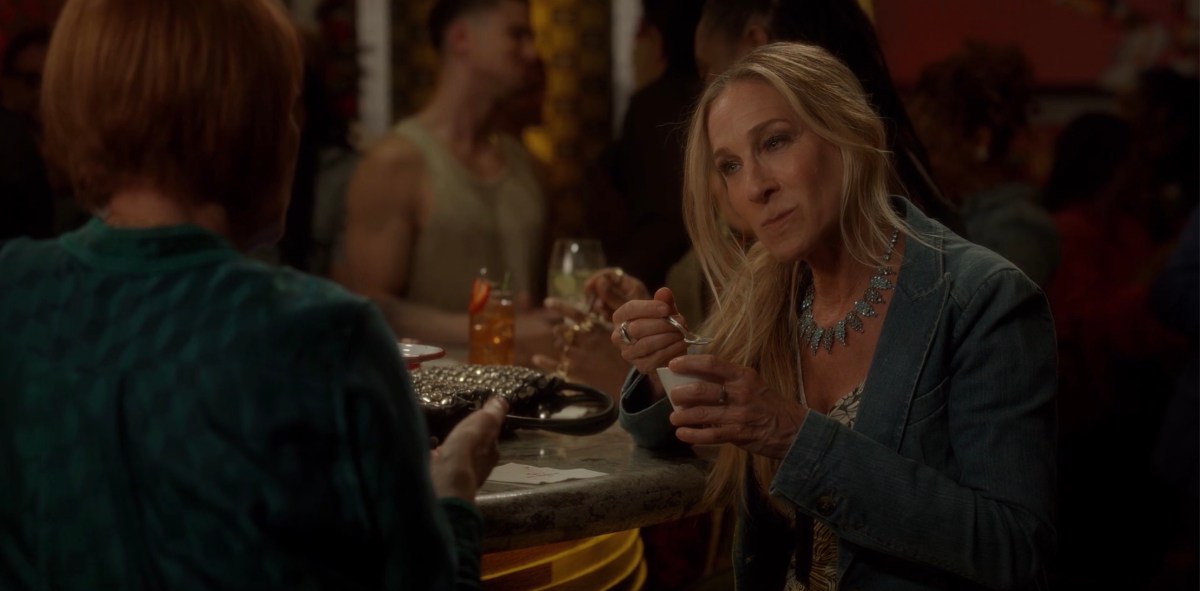carrie eating from a cup