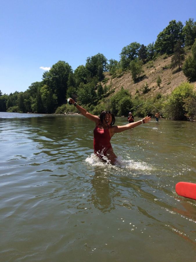 Em Win in a lake