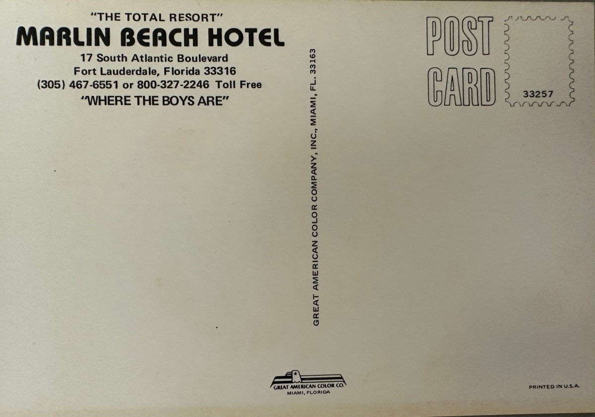 postcard from Marlin Beach Hotel