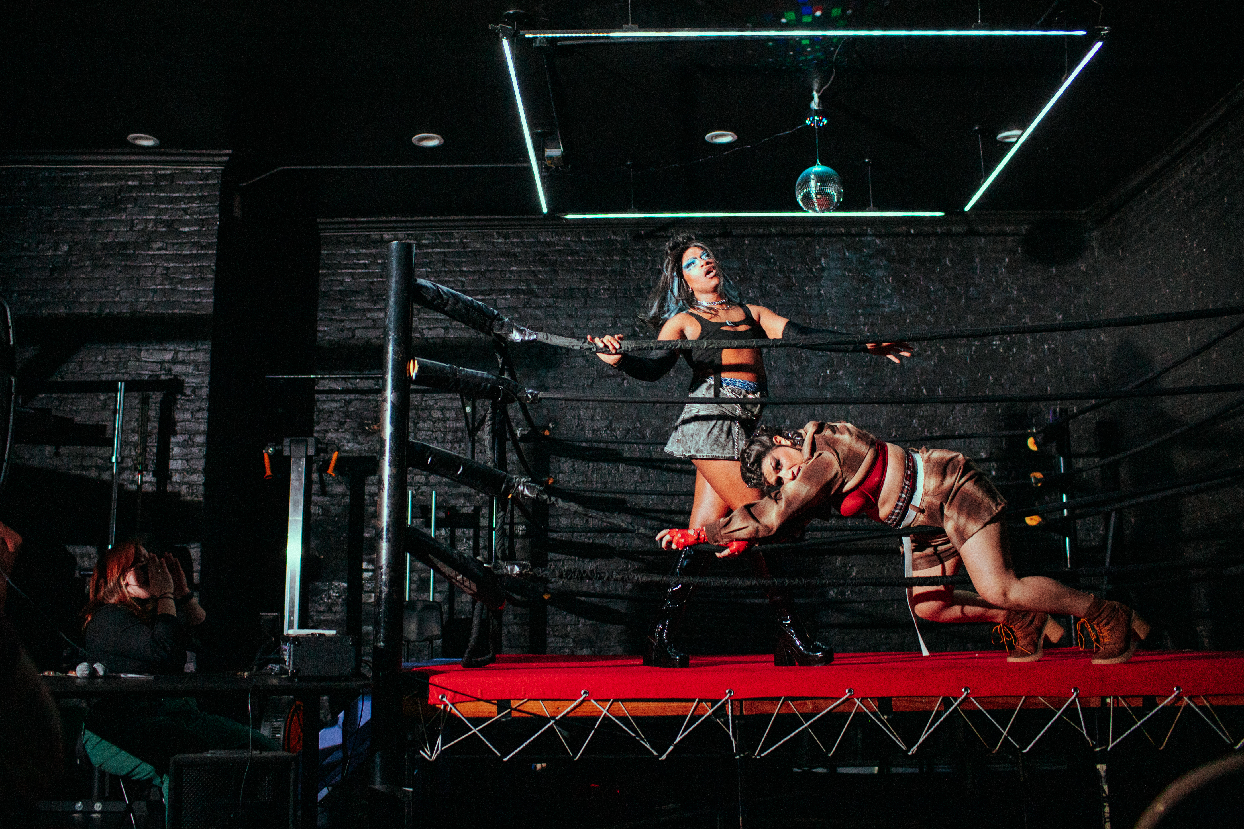 performers at the WILL THEY KISS show in the ring