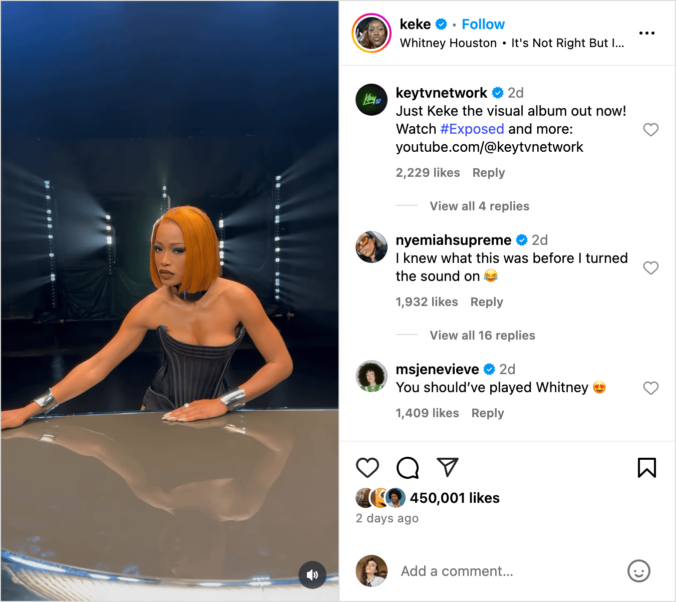 Keke Palmer with an orange bob from an Instagram reel