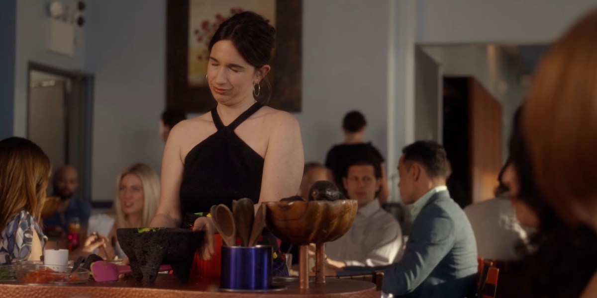Waitress looking upset