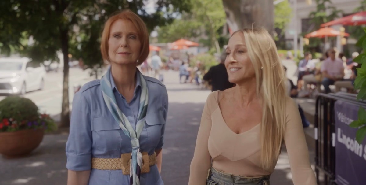 miranda and carrie looking blissed out