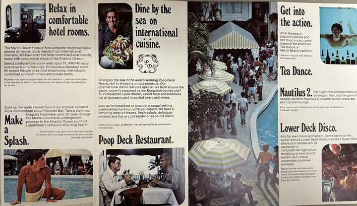 brochures from The Marlin Beach Hotel c. 1975