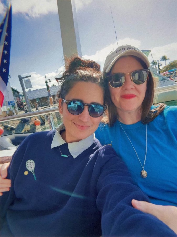 Kayla and Kristen on a boat