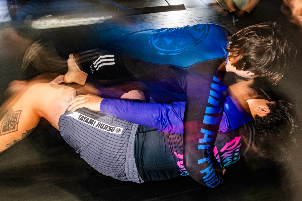 Irina Groushevaia pins Mylo jiu-jitsu training.