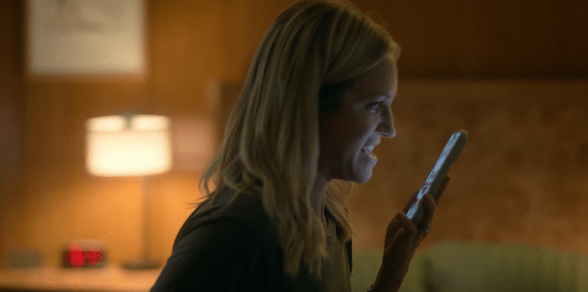 Sophie screaming on the phone in The Hunting Wives