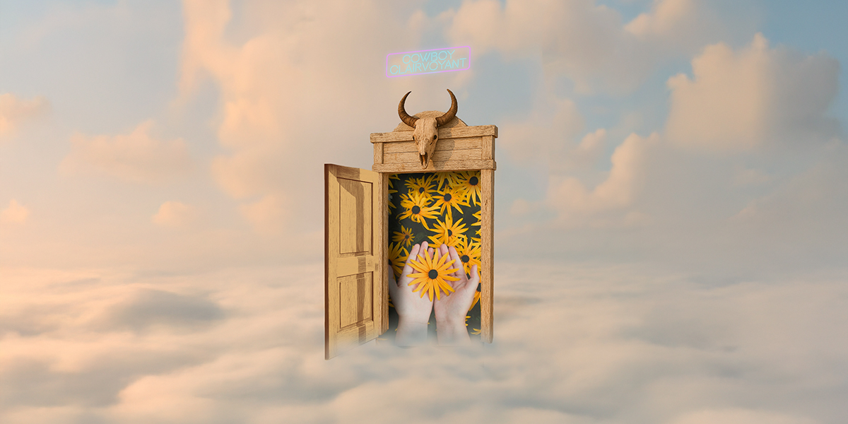 a dream door into hands holding flowers