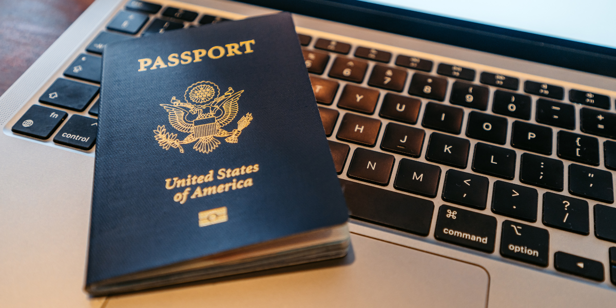 passport on a laptop