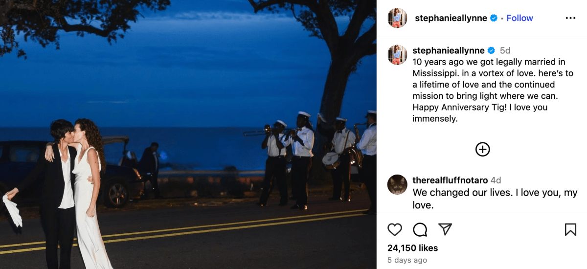 Tig and Stephanie Allynne anniversary Instagram post