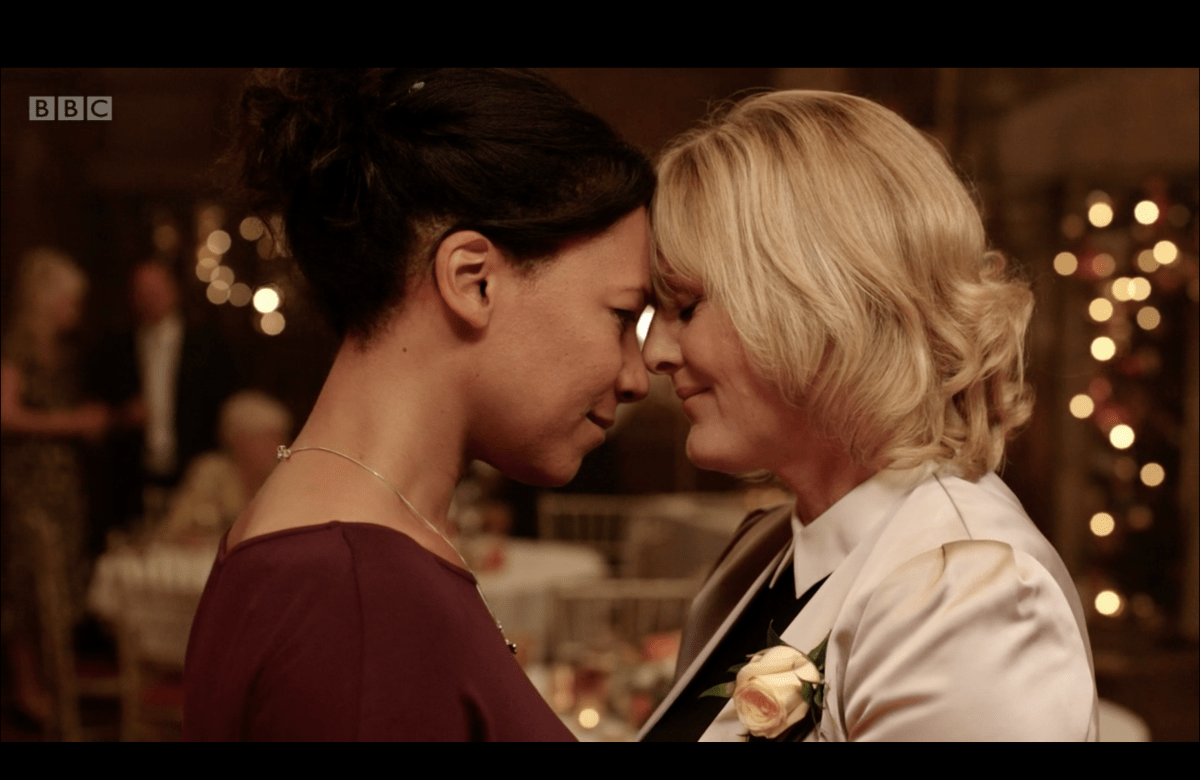 Two women dancing together in Last Tango in Halifax