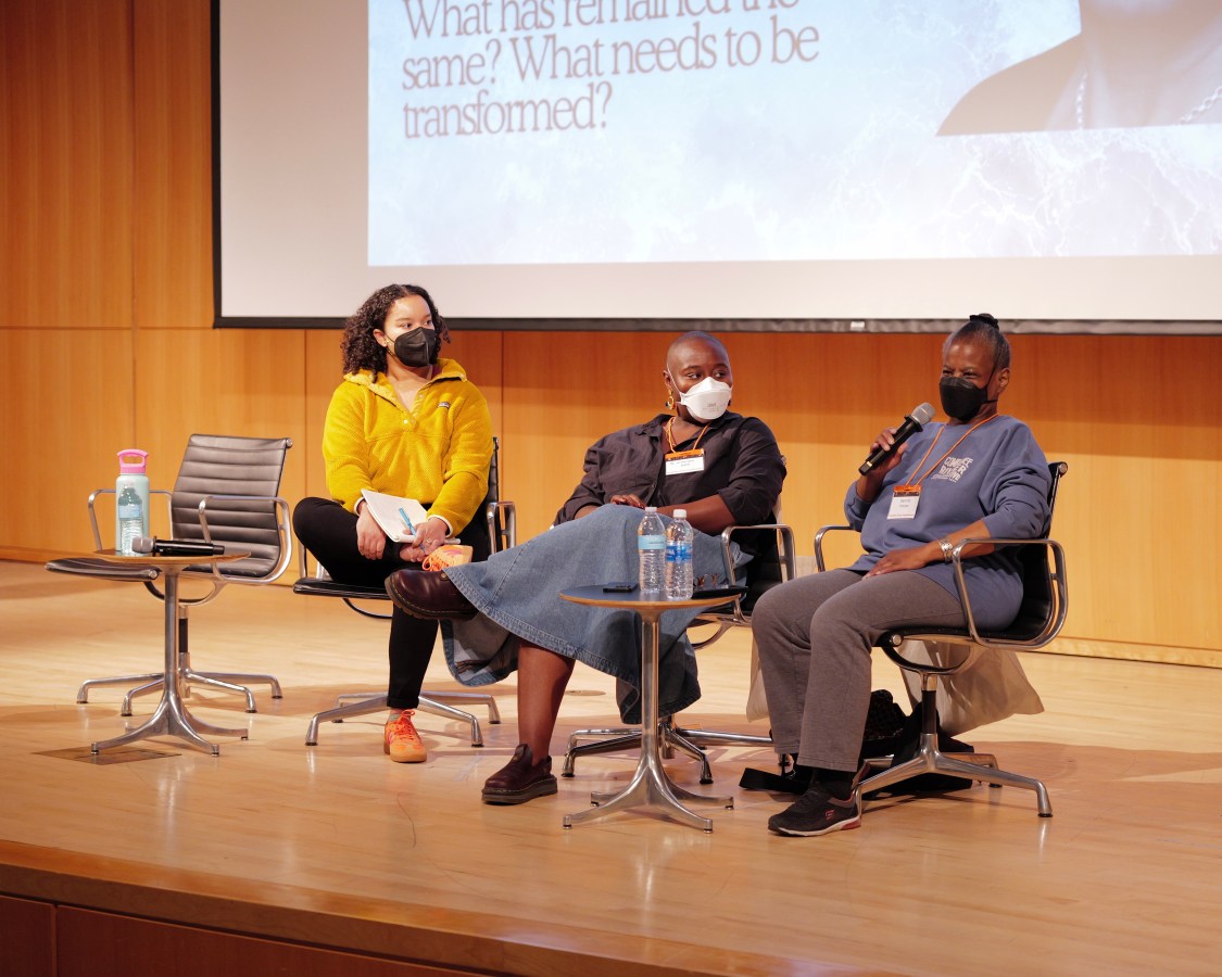 three panelists at the Lesbian Lives conference