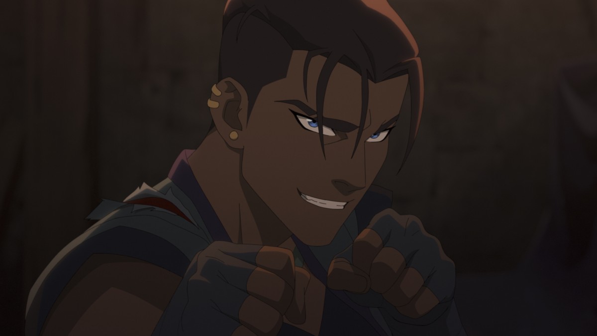 Lesbian monk Beauregard Lionett from Prime Video's The Mighty Nein is posed ready to fight