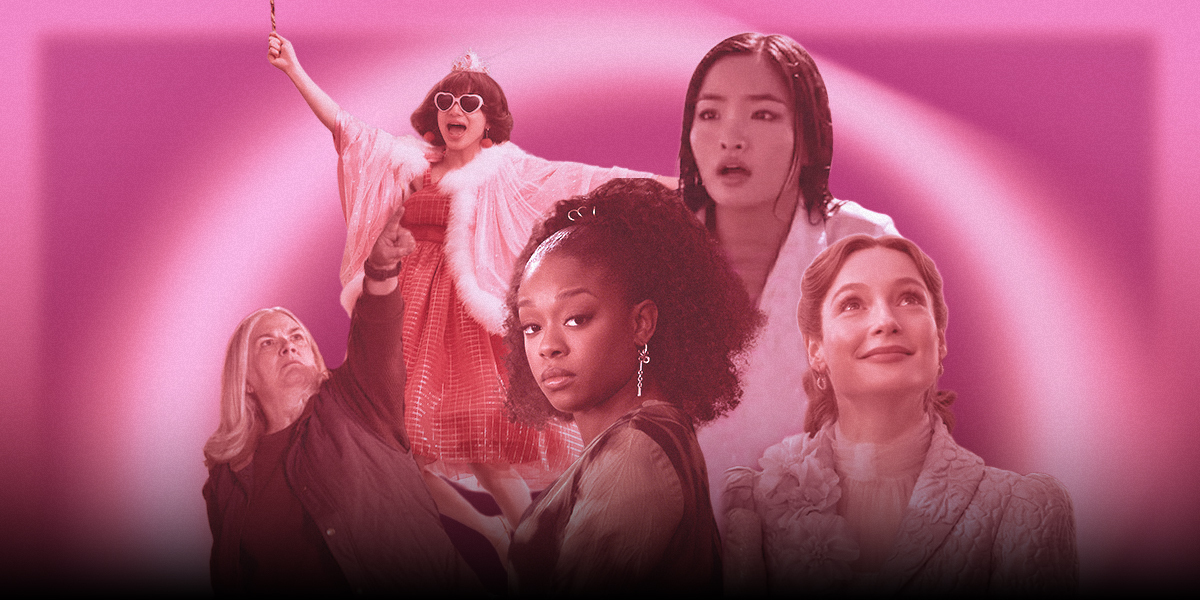 collage of tv characters from february