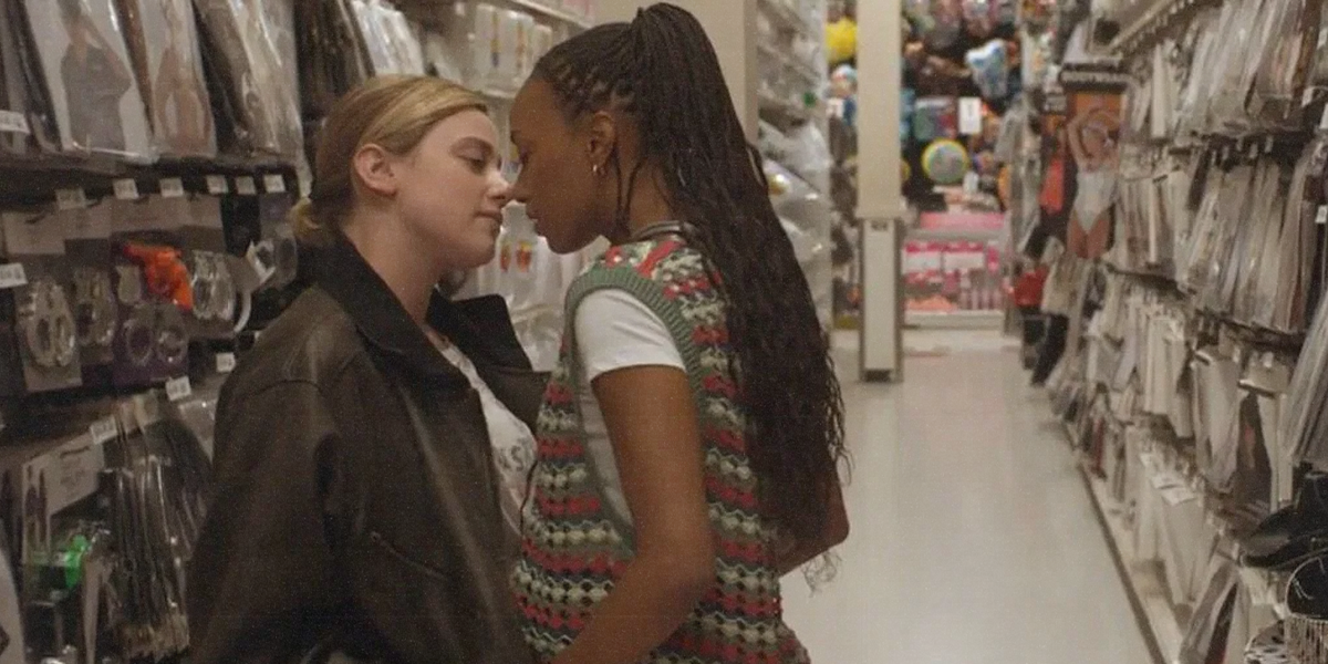 two lesbians kissing