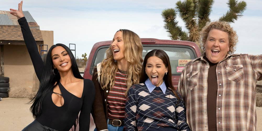 Kim Kardashian, Nikki Glaser, Brenda Song, and Fortune Feimster behind the scenes of the movie The Fifth Wheel.