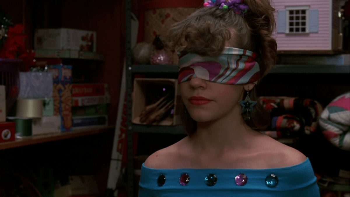 young Jenna blindfolded