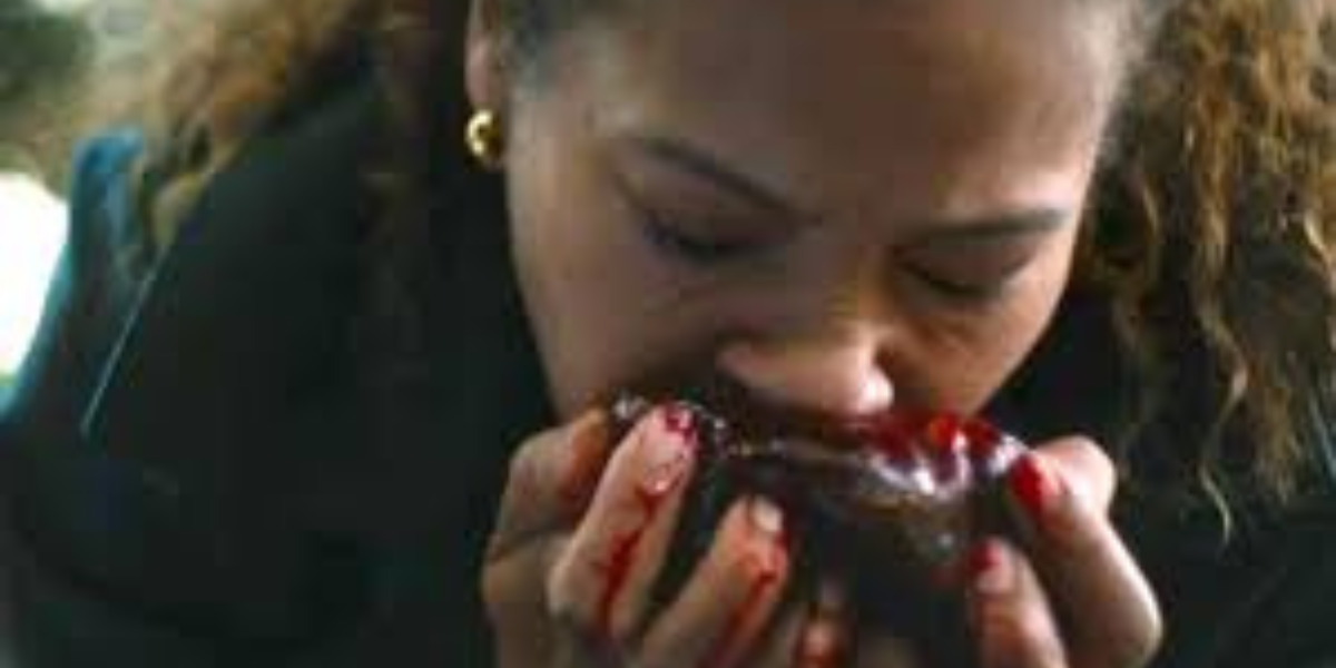 Taissa eating a heart