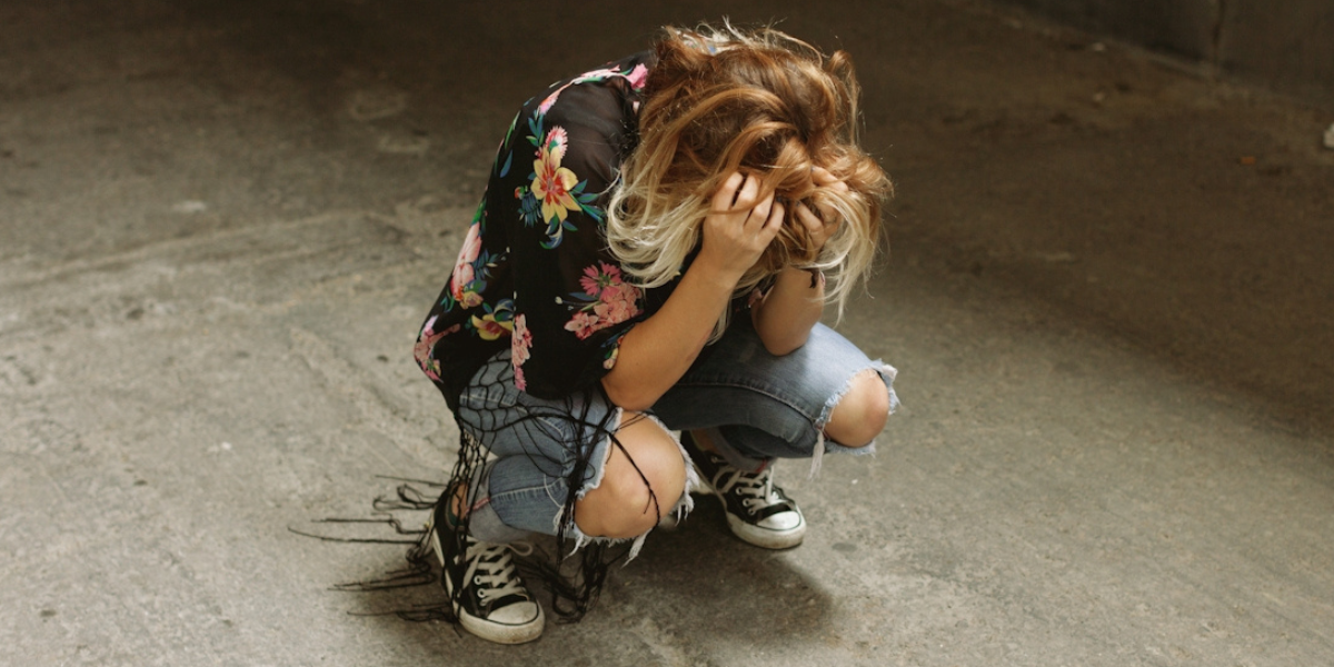 a woman in anguish