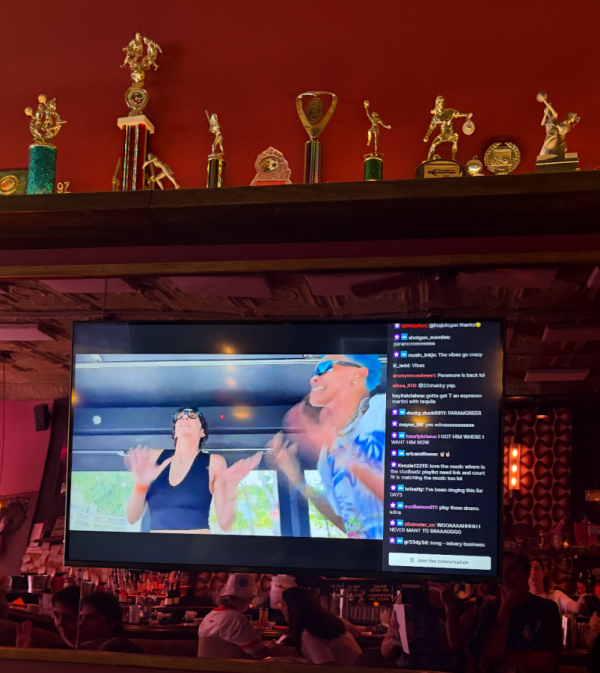 television showing the livestream